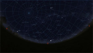 Sternenhimmel am 15.08.2010, 23.00 Uhr - Blick Richtung Osten