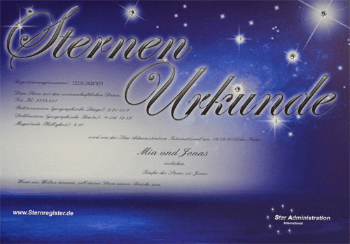 Urkunde mit Sternkristallen